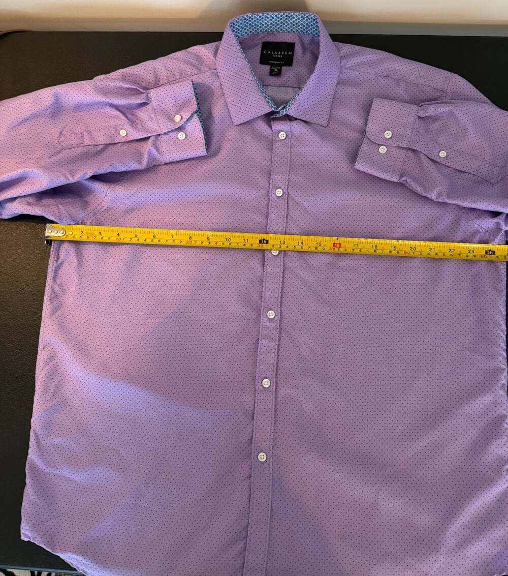 Calabrum London Modern Fit Lilac Dot Long Sleeve Dress Shirt- XL (17-17.5) - Picture 4 of 6